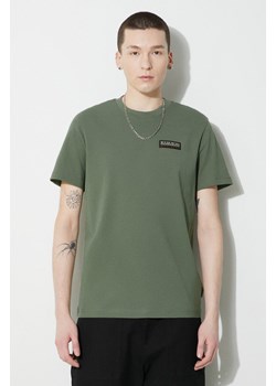 Napapijri t-shirt bawełniany S-Iaato męski kolor zielony gładki NP0A4HFZGAE1 ze sklepu PRM w kategorii T-shirty męskie - zdjęcie 169499574