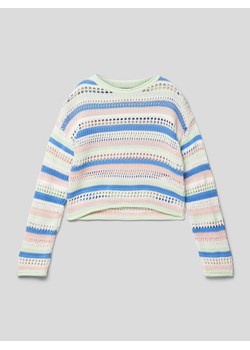 Sweter z dzianiny z haftem angielskim ze sklepu Peek&Cloppenburg  w kategorii Swetry dziewczęce - zdjęcie 169500003