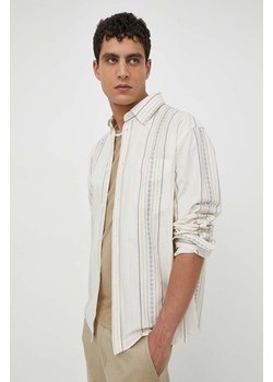 Les Deux koszula bawełniana męska kolor beżowy regular z kołnierzykiem button-down ze sklepu ANSWEAR.com w kategorii Koszule męskie - zdjęcie 169504540