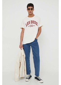 Les Deux t-shirt bawełniany męski kolor beżowy z nadrukiem ze sklepu ANSWEAR.com w kategorii T-shirty męskie - zdjęcie 169504714
