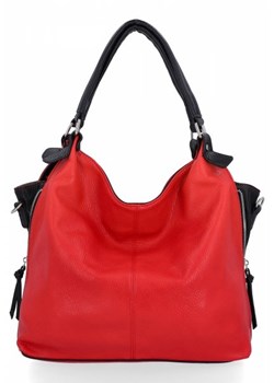 Miejskie Torebki Damskie XL firmy Hernan Czerwone/Czarne (kolory) ze sklepu torbs.pl w kategorii Torby Shopper bag - zdjęcie 169518134