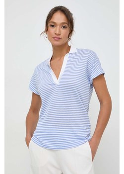 BOSS t-shirt lniany ze sklepu ANSWEAR.com w kategorii Bluzki damskie - zdjęcie 169518874