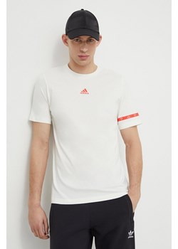 adidas t-shirt bawełniany męski kolor beżowy gładki IS2870 ze sklepu ANSWEAR.com w kategorii T-shirty męskie - zdjęcie 169518940