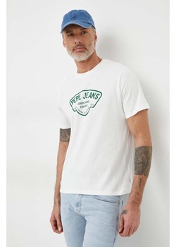 Pepe Jeans t-shirt bawełniany Cherry męski kolor biały z nadrukiem ze sklepu ANSWEAR.com w kategorii T-shirty męskie - zdjęcie 169519010