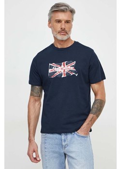 Pepe Jeans t-shirt bawełniany Clag męski kolor granatowy z nadrukiem ze sklepu ANSWEAR.com w kategorii T-shirty męskie - zdjęcie 169519030