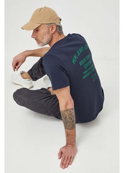 Pepe Jeans t-shirt bawełniany męski kolor granatowy z nadrukiem ze sklepu ANSWEAR.com w kategorii T-shirty męskie - zdjęcie 169519040