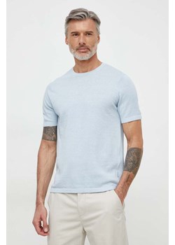 Michael Kors t-shirt lniany kolor niebieski gładki ze sklepu ANSWEAR.com w kategorii T-shirty męskie - zdjęcie 169519160