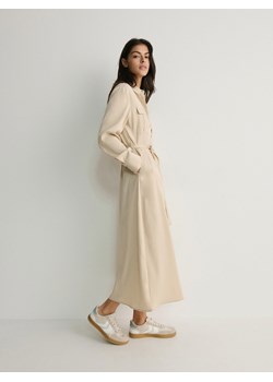Reserved - Koszulowa sukienka z lyocellem - beżowy ze sklepu Reserved w kategorii Sukienki - zdjęcie 169533121