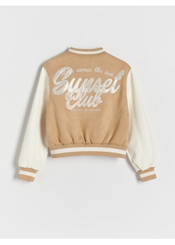 Reserved - Kurtka bomberka z haftem - beżowy ze sklepu Reserved w kategorii Kurtki dziewczęce - zdjęcie 169533371