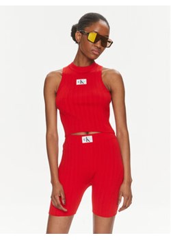 Calvin Klein Jeans Top Label J20J223151 Czerwony Slim Fit ze sklepu MODIVO w kategorii Bluzki damskie - zdjęcie 169536750