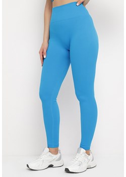 Niebieskie Legginsy Push-Up z Prążkowanej Dzianiny Thistleta ze sklepu Born2be Odzież w kategorii Spodnie damskie - zdjęcie 169539683