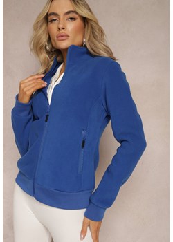 Granatowa Polarowa Bluza Zasuwana z Kołnierzem Incala ze sklepu Renee odzież w kategorii Bluzy damskie - zdjęcie 169543694