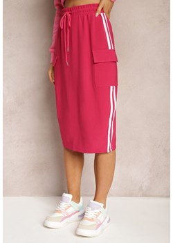 Fuksjowa Spódnica Midi Ozdobiona Lampasami i Kieszeniami Faniva ze sklepu Renee odzież w kategorii Spódnice - zdjęcie 169543742