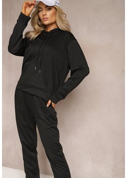 Czarny Klasyczny Komplet Dresowy z Bluzą Kangurką i Spodniami Typu Jogger Salevia ze sklepu Renee odzież w kategorii Koszule nocne - zdjęcie 169543764
