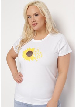 Biały Bawełniany T-shirt z Nadrukiem na Przodzie Galamella ze sklepu Born2be Odzież w kategorii Bluzki damskie - zdjęcie 169553171