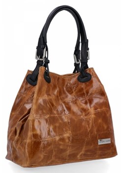 Torebka Skórzana Shopper Bag Motyw Zwierzęcy firmy Vittoria Gotti Jasno Brązowa (kolory) ze sklepu torbs.pl w kategorii Torby Shopper bag - zdjęcie 169555521