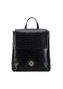Damski plecak z ekoskóry croco dwukomorowy czarny ze sklepu WITTCHEN w kategorii Plecaki - zdjęcie 169556292