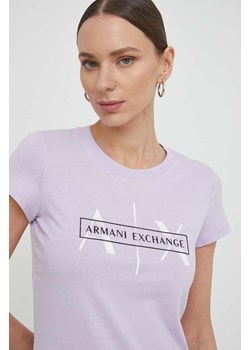 Armani Exchange t-shirt bawełniany damski kolor fioletowy 3DYT46 YJ3RZ ze sklepu ANSWEAR.com w kategorii Bluzki damskie - zdjęcie 169556840