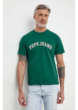 Pepe Jeans t-shirt bawełniany męski kolor zielony z nadrukiem ze sklepu ANSWEAR.com w kategorii T-shirty męskie - zdjęcie 169557041