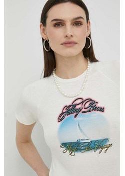 Filling Pieces t-shirt damski kolor beżowy ze sklepu PRM w kategorii Bluzki damskie - zdjęcie 169564501