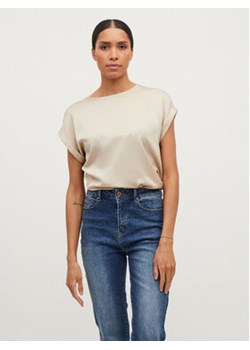 Vila T-Shirt Ellette 14059563 Beżowy Regular Fit ze sklepu MODIVO w kategorii Bluzki damskie - zdjęcie 169570320