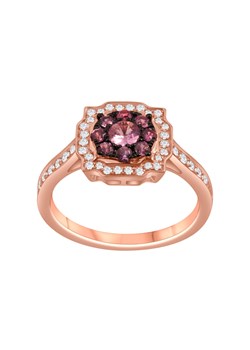 Pierścionek z różowego złota z różowymi szafirami i diamentami ze sklepu YES.pl w kategorii Pierścionki - zdjęcie 169579654