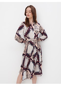 Mohito - Koszulowa sukienka midi we wzory - kremowy ze sklepu Mohito w kategorii Sukienki - zdjęcie 169589664