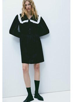 H & M - Sukienka z tkaniny dobby z dużym kołnierzem - Czarny ze sklepu H&M w kategorii Sukienki - zdjęcie 169590983