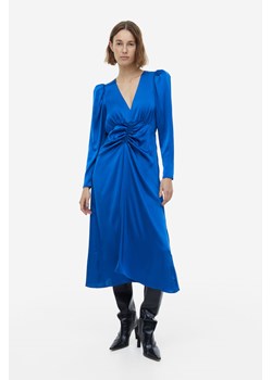 H & M - Marszczona sukienka satynowa - Niebieski ze sklepu H&M w kategorii Sukienki - zdjęcie 169591024