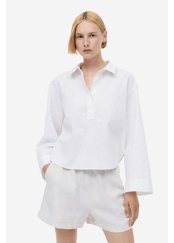 H & M - Koszula z domieszką lnu - Biały ze sklepu H&M w kategorii Koszule damskie - zdjęcie 169591032