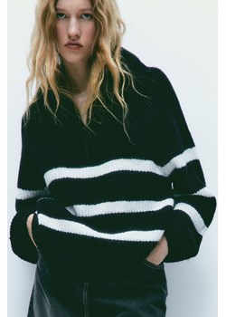 H & M - Sweter oversize z suwakiem u góry - Czarny ze sklepu H&M w kategorii Swetry damskie - zdjęcie 169591242