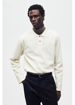 H & M - Waflowy top polo Slim Fit - Biały ze sklepu H&M w kategorii T-shirty męskie - zdjęcie 169591320