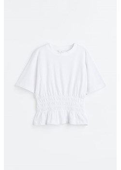H & M - Top z elastycznym marszczeniem - Biały ze sklepu H&M w kategorii Bluzki damskie - zdjęcie 169591403