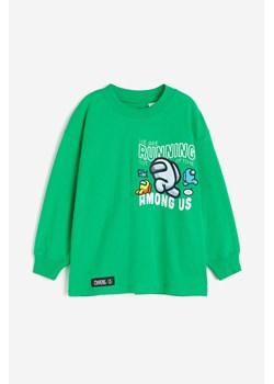 H & M - T-shirt z długim rękawem i nadrukiem - Zielony ze sklepu H&M w kategorii T-shirty chłopięce - zdjęcie 169591613