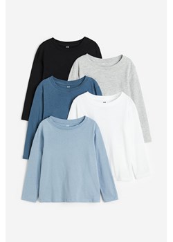 H & M - T-shirt z długim rękawem 5-pak - Niebieski ze sklepu H&M w kategorii T-shirty chłopięce - zdjęcie 169591650