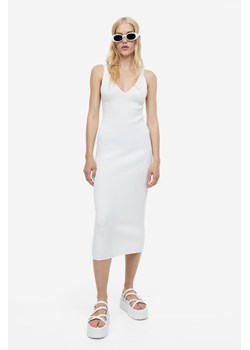 H & M - Sukienka bodycon z dzianiny w prążki - Biały ze sklepu H&M w kategorii Sukienki - zdjęcie 169591690