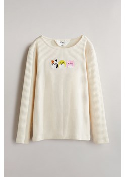 H & M - Dżersejowy top z haftowanym motywem - Beżowy ze sklepu H&M w kategorii Bluzki dziewczęce - zdjęcie 169591892