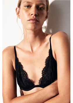 H & M - Koronkowy biustonosz z głębokim dekoltem - Czarny ze sklepu H&M w kategorii Biustonosze - zdjęcie 169591984