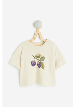 H & M - Printed T-shirt - Beżowy ze sklepu H&M w kategorii Koszulki niemowlęce - zdjęcie 169592300