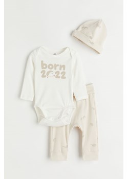 H & M - Bawełniany komplet 3-częściowy - Biały ze sklepu H&M w kategorii Komplety niemowlęce - zdjęcie 169592323