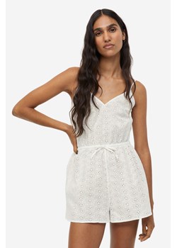 H & M - Kombinezon z haftem angielskim - Biały ze sklepu H&M w kategorii Piżamy damskie - zdjęcie 169592512