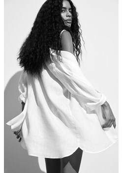 H & M - Długa koszula lniana - Biały ze sklepu H&M w kategorii Koszule damskie - zdjęcie 169592563