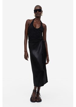 H & M - Satynowa spódnica kopertowa - Czarny ze sklepu H&M w kategorii Spódnice - zdjęcie 169592722