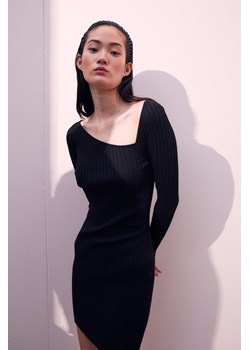 H & M - Sukienka bodycon z dzianiny w prążki - Czarny ze sklepu H&M w kategorii Sukienki - zdjęcie 169592991