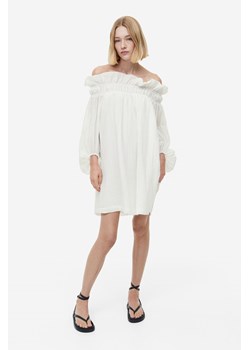 H & M - Sukienka oversize z odkrytymi ramionami - Biały ze sklepu H&M w kategorii Sukienki - zdjęcie 169593082