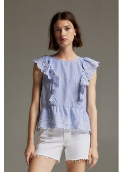 H & M - Bawełniana bluzka z falbankami - Niebieski ze sklepu H&M w kategorii Bluzki damskie - zdjęcie 169593261