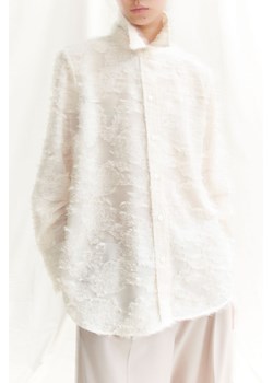 H & M - Tkaninowa koszula o strukturalnej powierzchni - Biały ze sklepu H&M w kategorii Koszule damskie - zdjęcie 169593293