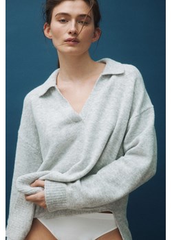 H & M - Długi sweter typu polo - Szary ze sklepu H&M w kategorii Swetry damskie - zdjęcie 169593551