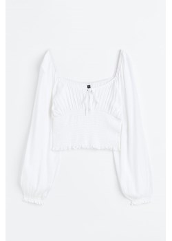 H & M - Elastycznie marszczona bluzka - Biały ze sklepu H&M w kategorii Bluzki damskie - zdjęcie 169593643