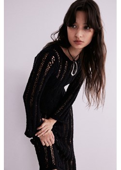 H & M - Sukienka z ażurowej dzianiny - Czarny ze sklepu H&M w kategorii Sukienki dziewczęce - zdjęcie 169593794